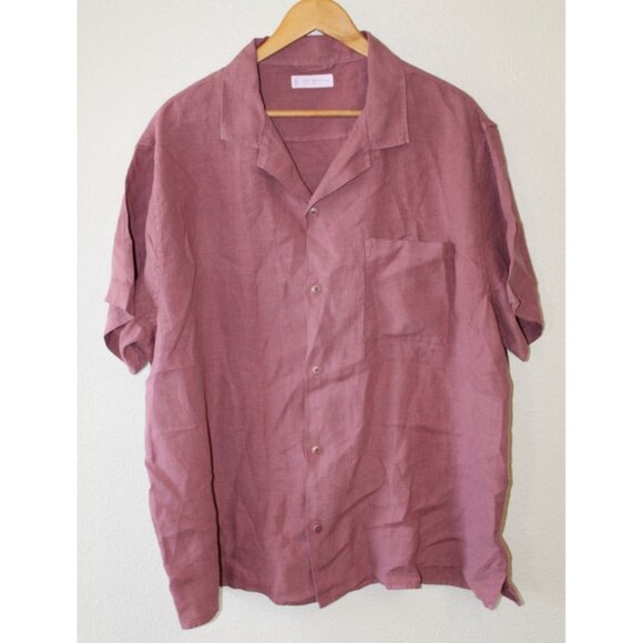 Lucky Brand Mens Red Linen Short Sleeve Button Up Shirt XXL - Picture 1 of 5